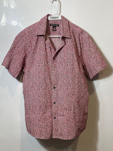 Load image into Gallery viewer, Michael Kors Mens Red Leaf Print Slim-Fit Short Sleeve Button-Up Shirt Size L