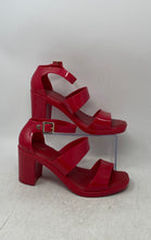 Load image into Gallery viewer, Melissa Womens Model Ad Red Open Toe Buckle Block Platform Heels Size 9