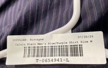 Load image into Gallery viewer, Calvin Klein Mens Blue Purple Striped Long Sleeve Collared Button-Up Shirt Sz M