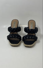 Load image into Gallery viewer, Steve Madden Womens Black Open Toe Slip-On Wedge Espadrille Sandals Size 6