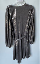 Load image into Gallery viewer, I.N.C. International Concepts Womens Gray Sequin Wrap Dress Size XL With Tag