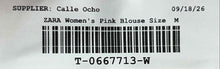 Load image into Gallery viewer, Zara Womens Pink Long Sleeve V-Neck Collarless Button Front Blouse Top M W/Tags
