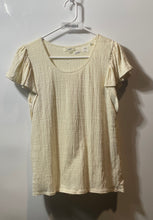 Load image into Gallery viewer, Max Studio Womens Cream Flutter Sleeve Round Neck Stretchy Blouse Top Size M