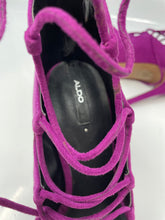 Load image into Gallery viewer, Aldo Womens Purple Peep Toe Lace-Up Stiletto Pump Heels Size 7 In Box