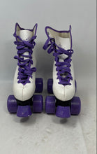 Load image into Gallery viewer, Seneca Girls Rink Master 7040N White And Purple Lace-Up Roller Skates Size 4