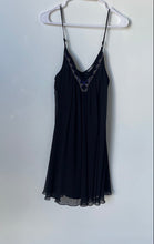 Load image into Gallery viewer, Express Womens Black Spaghetti Straps Embroidered V-Neck Mini Dress Size M