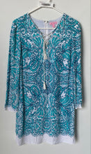 Load image into Gallery viewer, Lilly Pulitzer Womens Turquoise White Paisley Long Sleeve Tunic Dress Size S