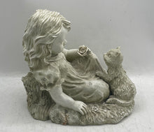 Load image into Gallery viewer, Antique Three Hands Corp. White Ceramic Girl And Cat Decorative Figurine