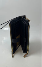 Load image into Gallery viewer, Michael Kors Womens Black Zipper Credit Card Slots Wristlet Wallet