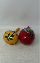 Load image into Gallery viewer, Lot Of 2 Vintage Red Yellow Hand-Painted Mexican Folk Art Percussion Maracas