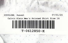 Load image into Gallery viewer, Calvin Klein Mens White Alphabet Print Long Sleeve Slim Fit Dress Shirt Size 16