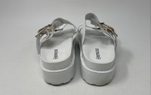 Load image into Gallery viewer, Berness Womens White Double Buckle Slip-On Platform Slide Sandals Size 8
