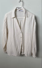 Load image into Gallery viewer, Zara Womens Ivory Long Sleeve Collared Button Front Blouse Top Size Large