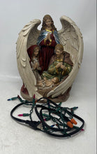 Load image into Gallery viewer, Ceramic Holy Family With Angel Religious Figure Statue w/ String Light No Tested