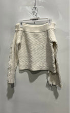 Load image into Gallery viewer, Rachel Roy Womens White Fringe Off The Shoulder Cropped Pullover Sweater Size L