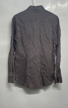 Load image into Gallery viewer, Perry Ellis Mens Brown Striped Print Collared Long Sleeve Button-Up Shirt Size S