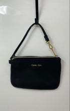 Load image into Gallery viewer, Calvin Klein Womens Black Leather Card Slots Detachable Strap Wristlet Wallet