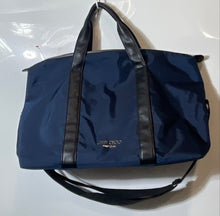 Load image into Gallery viewer, Jimmy Choo Parfums Womens Navy Blue Black Double Handle Weekender Duffle Handbag