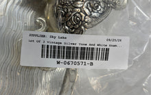 Load image into Gallery viewer, Vintage Lot Of 3 Silver-Tone And White Enamel Sugar Bowl Creamer w/ Serving Tray