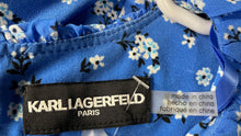 Load image into Gallery viewer, Karl Lagerfeld Womens Blue Floral Print Tiered Ruffle Back Zip Mini Dress Size 6