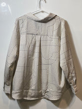 Load image into Gallery viewer, H&M Womens White Black Striped Long Sleeve Regular Fit Button-Up Shirt Size XL