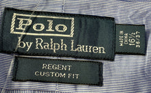 Load image into Gallery viewer, Polo By Ralph Lauren Mens Blue Cotton Custom Fit Dress Shirt Size 16.5