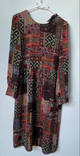 Load image into Gallery viewer, Zara Womens Multicolor Printed Long Sleeve Shift Dress Size Medium