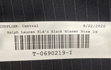 Load image into Gallery viewer, Lauren Ralph Lauren Boys Black Striped Long Sleeve 2-Button Blazer Size 16R