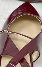 Load image into Gallery viewer, E1Dof Womens Burgundy Patent Leather Pointed Toe Block Slingback Heels Size 10