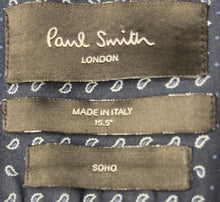Load image into Gallery viewer, Paul Smith Mens Navy Blue Printed Long Sleeve Collared Dress Shirt Size 15.5