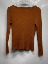 Load image into Gallery viewer, White House Black Market Womens Brown Ribbed Long Sleeve Blouse Top Size S