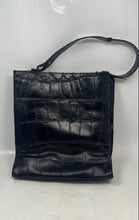 Load image into Gallery viewer, Prune Womens Black Croc Embossed Faux Leather Inner Pocket Shoulder Bag