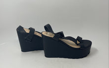 Load image into Gallery viewer, Guess Womens Black Leather Wedge Heel Platform Ankle Strap Sandals Size 7.5M