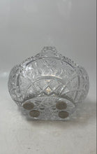 Load image into Gallery viewer, Clear Crystal Cut Glass Floral Decorative Centerpiece Basket With Handle