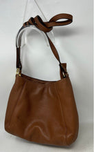 Load image into Gallery viewer, Michael Kors Womens Brown Pebbled Leather Adjustable Strap Zip Top Crossbody Bag