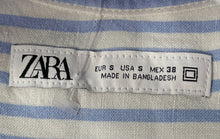 Load image into Gallery viewer, Zara Mens Blue White Collared Long Sleeve Button-Up Shirt Size Small