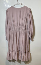 Load image into Gallery viewer, Calvin Klein Womens Mauve Crinkle Puff Sleeve V-Neck Ruffle Mini Dress Size 14