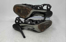 Load image into Gallery viewer, Via Spiga Womens Dark Gray Leather Open Toe Stiletto Strappy Heels Size 8.5M