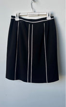 Load image into Gallery viewer, Ann Taylor Womens Black White Trim Side-Zip Knee-Length A-Line Skirt Size 4P