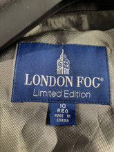Load image into Gallery viewer, London Fog Womens Black Long Sleeve Double Breasted Trench Coat Size 10