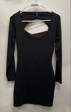 Load image into Gallery viewer, Express Body Contour Womens Black Long Sleeve Scoop Neck Short Mini Dress Size S