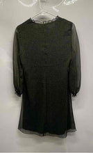 Load image into Gallery viewer, Zara Womens Green Printed Long Sleeve V-Neck Pullover Mini Dress Size Small