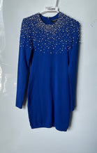 Load image into Gallery viewer, Marciano Womens Blue Long Sleeve Round Neck Beaded Sweater Dress Size L With Tag