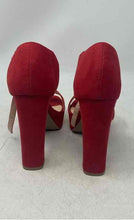 Load image into Gallery viewer, Wild Diva Lounge Womens Red Block Heel Platform Ankle Strap Sandals Size 7.5