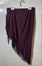 Load image into Gallery viewer, Express Womens Wine Suede Asymmetrical Fringe Hem Side-Zip Mini Skirt Size 6