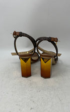 Load image into Gallery viewer, Michael Kors Womens Hazel Brown Gold Block Heel Ankle Strap Sandals Size 7.5M