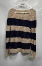 Load image into Gallery viewer, Ann Taylor Loft Womens Beige Blue Striped Cotton Knitted Pullover Sweater Size M