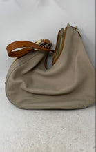 Load image into Gallery viewer, Valentina Womens Brown & Beige Genuine Leather Shoulder Strap Hobo Bag