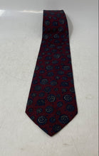 Load image into Gallery viewer, Calvin Klein Mens Burgundy Swirl Print Silk Keeper Loop Adjustable Pointed Tie