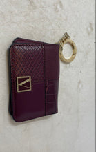 Load image into Gallery viewer, Victoria's Secret Womens Dark Purple Embossed Leather Keychain Card Case Wallet